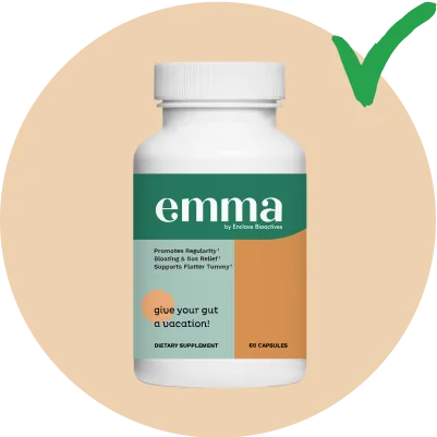 EmmaRelieg supplement bottle with quality check mark